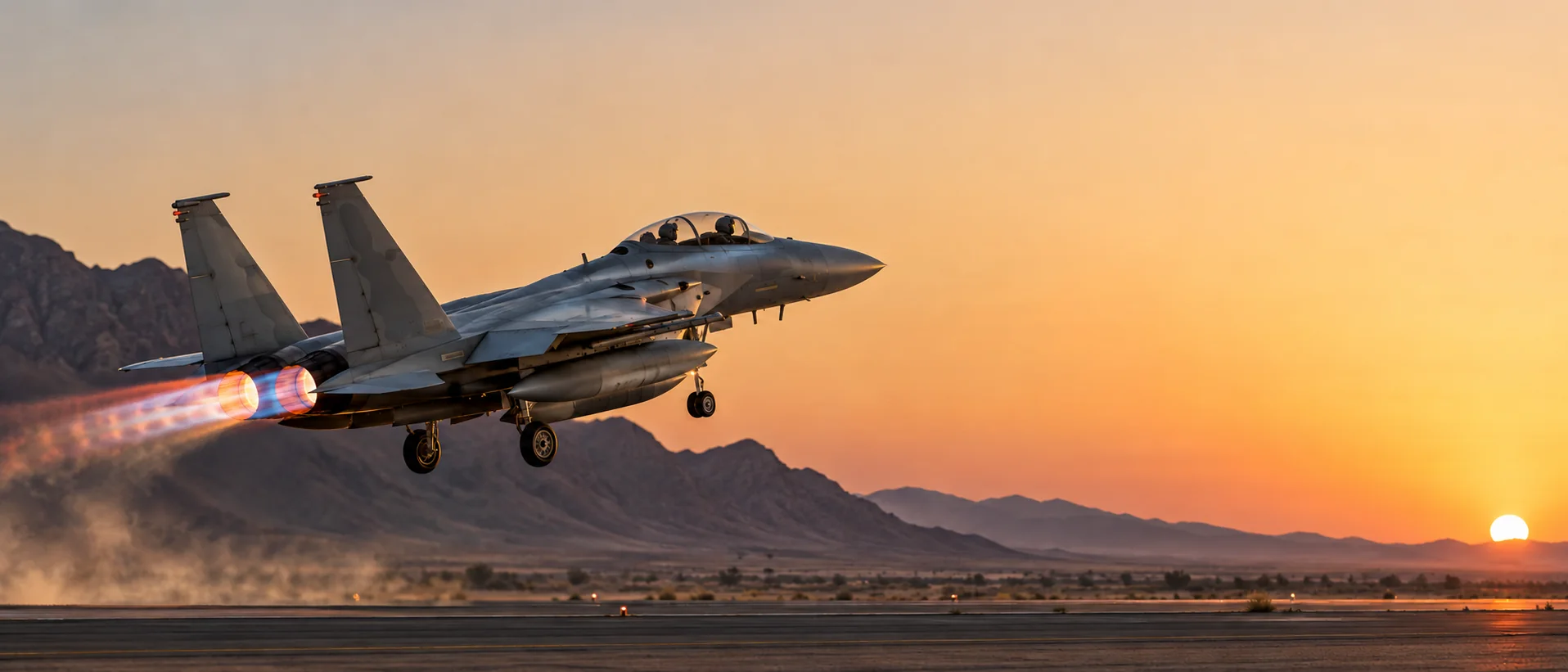 طائرة F-15SA عند الغروب